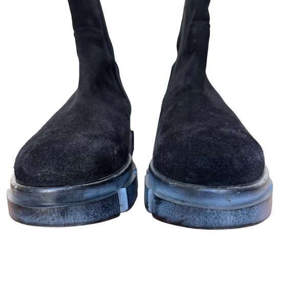 Free People Black Suede Chunky Platform Chelsea Boots - Size 38 / 7.5 - Picture 4 of 9